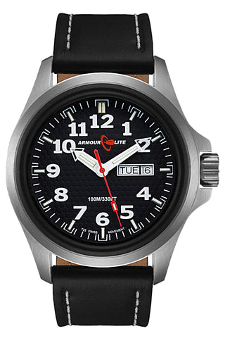 CLOSEOUT! Armourlite Officer's Series, Tritium Watch, Leather Strap, Black Dial, AL801