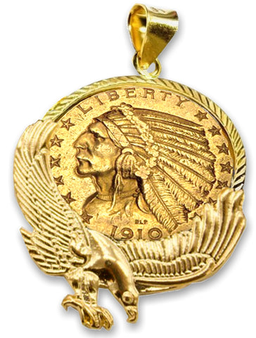 The Heritage Indian Head Coin and 14k Bald Eagle Pendant