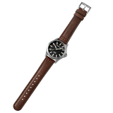 Protek PT3101 – Titanium USMC Field Watch, 100M WR, Black Dial with Tritium T100 Illumination, Leather Strap