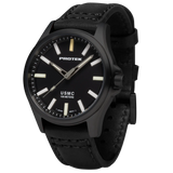 Protek PT3102 – Black Titanium USMC Field Watch, 100M WR, Black Dial with Tritium T100 Illumination, Black Leather Strap