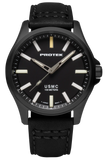 Protek PT3102 – Black Titanium USMC Field Watch, 100M WR, Black Dial with Tritium T100 Illumination, Black Leather Strap