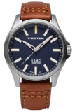 Protek PT3103 – Titanium USMC Field Watch, 100M WR, Blue Dial with Tritium T100 Illumination, Leather Strap