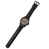 Protek PT3106 – Black Titanium USMC Field Watch, 100M WR, Sand Dial with Tritium T100 Illumination, Black Leather Strap