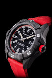 Protek PT1012R USMC – US Marine Corps Dive Watch, 300M WR, Black & Red with Tritium Illumination, Red Rubber Strap