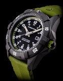 Protek PT1015G USMC – US Marine Corps Dive Watch, 300M WR, Black & Green with Tritium Illumination, Green Rubber Strap