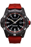 Protek PT1012R USMC – US Marine Corps Dive Watch, 300M WR, Black & Red with Tritium Illumination, Red Rubber Strap