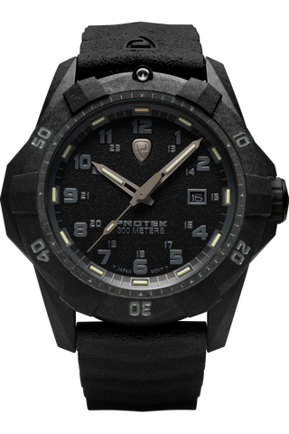 Protek PT1001 – Military Dive Watch, 300M WR, Black with Tritium Illumination, Rubber Strap