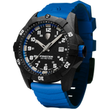 Protek PT1003B – Military Dive Watch, 300M WR, Black & Blue with Tritium Illumination, Blue Rubber Strap