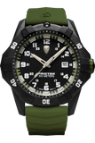 Protek PT1005G – Military Dive Watch, 300M WR, Black & Green with Tritium Illumination, Green Rubber Strap