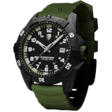 Protek PT1005G – Military Dive Watch, 300M WR, Black & Green with Tritium Illumination, Green Rubber Strap