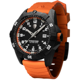 Protek PT1004O – Military Dive Watch, 300M WR, Black & Orange with Tritium Illumination, Orange Rubber Strap