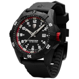 Protek PT1002 – Military Dive Watch, 300M WR, Black & Red with Tritium Illumination, Rubber Strap