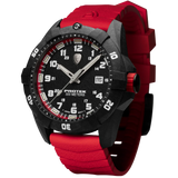 Protek PT1002R – Military Dive Watch, 300M WR, Black & Red with Tritium Illumination, Red Rubber Strap