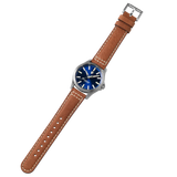 Protek PT3003 – Titanium Field Watch, 100M WR, Blue Dial with Tritium T100 Illumination, Leather Strap