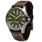 Protek PT3005 – Titanium Field Watch, 100M WR, Green Dial with Tritium T100 Illumination, Leather Strap