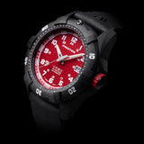Protek PT1212 USMC Automatic – US Marine Corps Dive Watch, 300M WR, Black & Red with Tritium Illumination, Rubber Strap