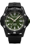 Protek PT1215 USMC Automatic – US Marine Corps Dive Watch, 300M WR, Black & Green with Tritium Illumination, Rubber Strap