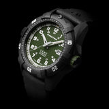 Protek PT1215 USMC Automatic – US Marine Corps Dive Watch, 300M WR, Black & Green with Tritium Illumination, Rubber Strap