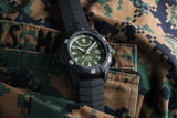 Protek PT1215 USMC Automatic – US Marine Corps Dive Watch, 300M WR, Black & Green with Tritium Illumination, Rubber Strap