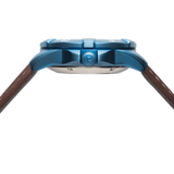 Protek PT2213 – Automatic Light Blue Stainless Steel Military Dive Watch, 200M WR, Light Gray Dial with Tritium Illumination, Leather Strap