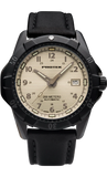 Protek PT2217 – Automatic Black Stainless Steel Military Dive Watch, 200M WR, Beige Dial with Tritium Illumination, Leather Strap