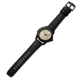 Protek PT2217 – Automatic Black Stainless Steel Military Dive Watch, 200M WR, Beige Dial with Tritium Illumination, Leather Strap