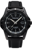 Protek PT2202 – Automatic Black Stainless Steel Military Dive Watch, 200M WR, Black Dial with Tritium Illumination, Leather Strap