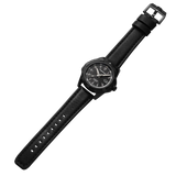 Protek PT2202 – Automatic Black Stainless Steel Military Dive Watch, 200M WR, Black Dial with Tritium Illumination, Leather Strap