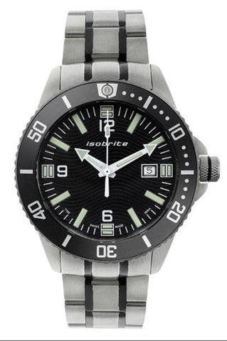 IsoBright ISO1201 -TT Amphibian Dive Watch, 300 Meter WR, T100 Tritium, Steel Bracelet