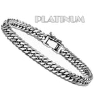 PLATINUM SOLID, Men's Heavy, Polished Diamond Cut Curb Bracelet