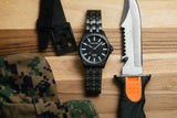 Protek PT3102BR – Black Titanium USMC Field Watch, 100M WR, Black Dial with Tritium T100 Illumination, Black Titanium Bracelet