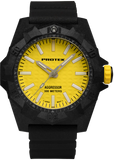 [NEW!] Protek PT4007 – Aggressor Dive Watch, 300M WR, Yellow Dial with Tritium Illumination, Black Rubber Strap
