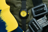 [NEW!] Protek PT4007 – Aggressor Dive Watch, 300M WR, Yellow Dial with Tritium Illumination, Black Rubber Strap