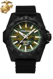 NEW! Protek PT4105SFC USMC – Aggressor Dive Watch, 300M WR, Jungle Camo Dial with Tritium Illumination, Black Rubber Strap