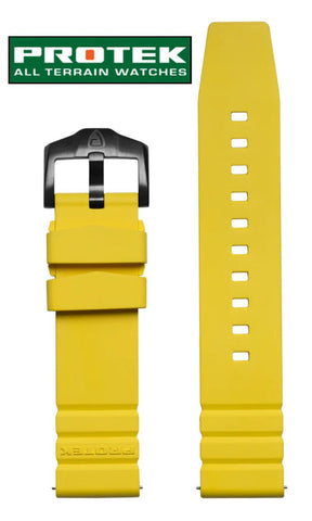 Protek Genuine OEM Signature Rubber Dive Strap, 22mm, Yellow Series 4000, #PT4000-Yellow