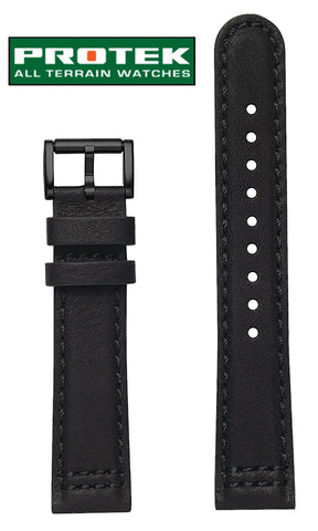 Protek Genuine OEM Black Leather Strap, 20mm, Series 3000, #P-PT-3000-BLK-BLK