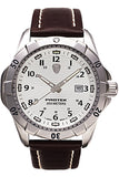 Protek PT2005 – Stainless Steel Dive Watch, 200M WR, White Dial with Tritium Illumination, Brown Leather Strap