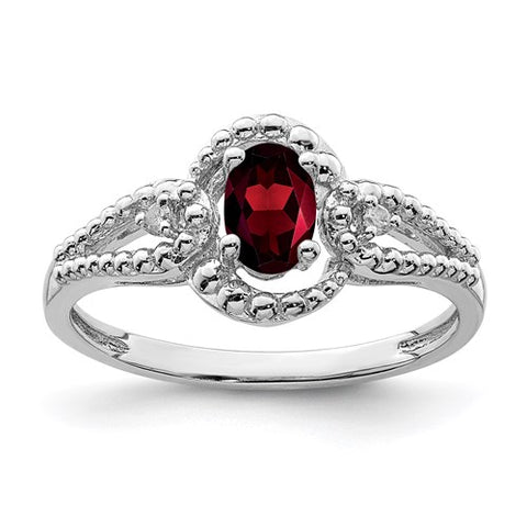 Genuine Diamond and Genuine Garnet Ring - January Birthstone Ring