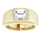 3 carat Radiant Cut Diamond, Bezel Set into a Men's 14k Gold Ring