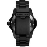 Protek PT2217BR – Automatic Black Stainless Steel Military Dive Watch, 200M WR, Beige Dial with Tritium Illumination, Black Stainless Steel Bracelet