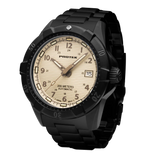 Protek PT2217BR – Automatic Black Stainless Steel Military Dive Watch, 200M WR, Beige Dial with Tritium Illumination, Black Stainless Steel Bracelet