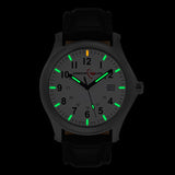 ArmourLite AL116 - RAILROAD Watch, Shatterproof Armourglass, 100M WR, Black Dial, Black Leather Strap