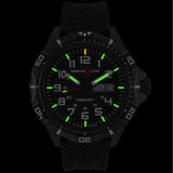 ArmourLite AL1412 - Stainless Steel Tritium Military Watch, Shatterproof Armourglass, 100M WR, Black Dial, Black Rubber Strap