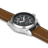 ArmourLite AL832 - Stainless Steel Tritium Chronograph, Shatterproof Armourglass, 100M WR, Black Dial, Brown Leather Strap