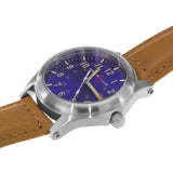 ArmourLite AL123 - Stainless Steel Tritium Field Watch, Shatterproof Armourglass, 100M WR, Blue Dial, Tan Leather Strap