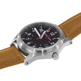 ArmourLite AL121 - Stainless Steel Tritium Field Watch, Shatterproof Armourglass, 100M WR, Black Dial, Tan Leather Strap