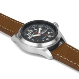 ArmourLite AL821 - Stainless Steel Tritium Military Watch, Shatterproof Armourglass, 100M WR, Black Dial, Brown Leather Strap