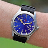 ArmourLite AL133 - Stainless Steel Tritium Field Watch, Shatterproof Armourglass, 100M WR, Blue Dial, Black PU Dive Strap