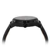 ArmourLite AL115 - Black Steel Tritium Field Watch, Shatterproof Armourglass, 100M WR, Black Dial, Black Leather Strap