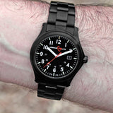 ArmourLite AL104 - Black Steel Tritium Field Watch, Shatterproof Armourglass, 100M WR, Black Dial, Steel Bracelet